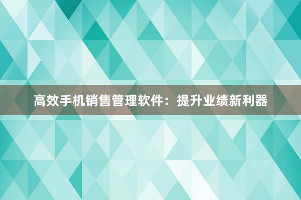 高效手机销售管理软件：提升业绩新利器