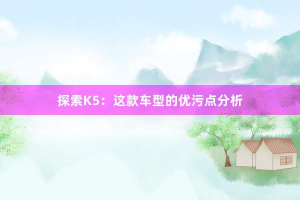 探索K5：这款车型的优污点分析